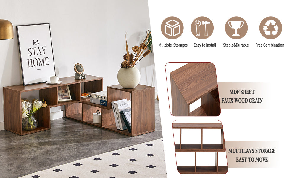 2 Pieces Cube TV Stand,Free Combination Gaming Entertainment Center Media Stand,Open Storage Bookcase Shelf for Living Room,2 Shelf Bookcase L-Shaped TV Console Stand,with Dimensions of 55.1*11.8*17.1