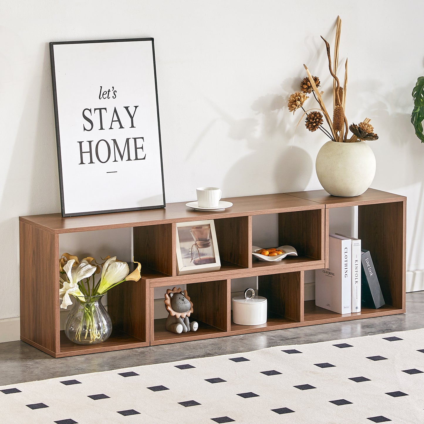 2 Pieces Cube TV Stand,Free Combination Gaming Entertainment Center Media Stand,Open Storage Bookcase Shelf for Living Room,2 Shelf Bookcase L-Shaped TV Console Stand,with Dimensions of 55.1*11.8*17.1