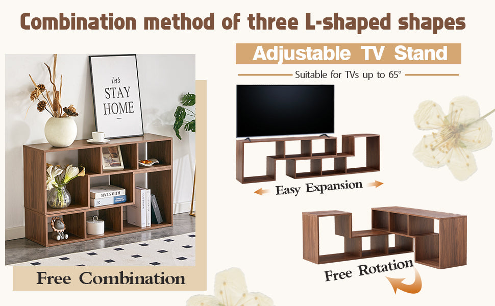2 Pieces Cube TV Stand,Free Combination Gaming Entertainment Center Media Stand,Open Storage Bookcase Shelf for Living Room,2 Shelf Bookcase L-Shaped TV Console Stand,with Dimensions of 55.1*11.8*17.1