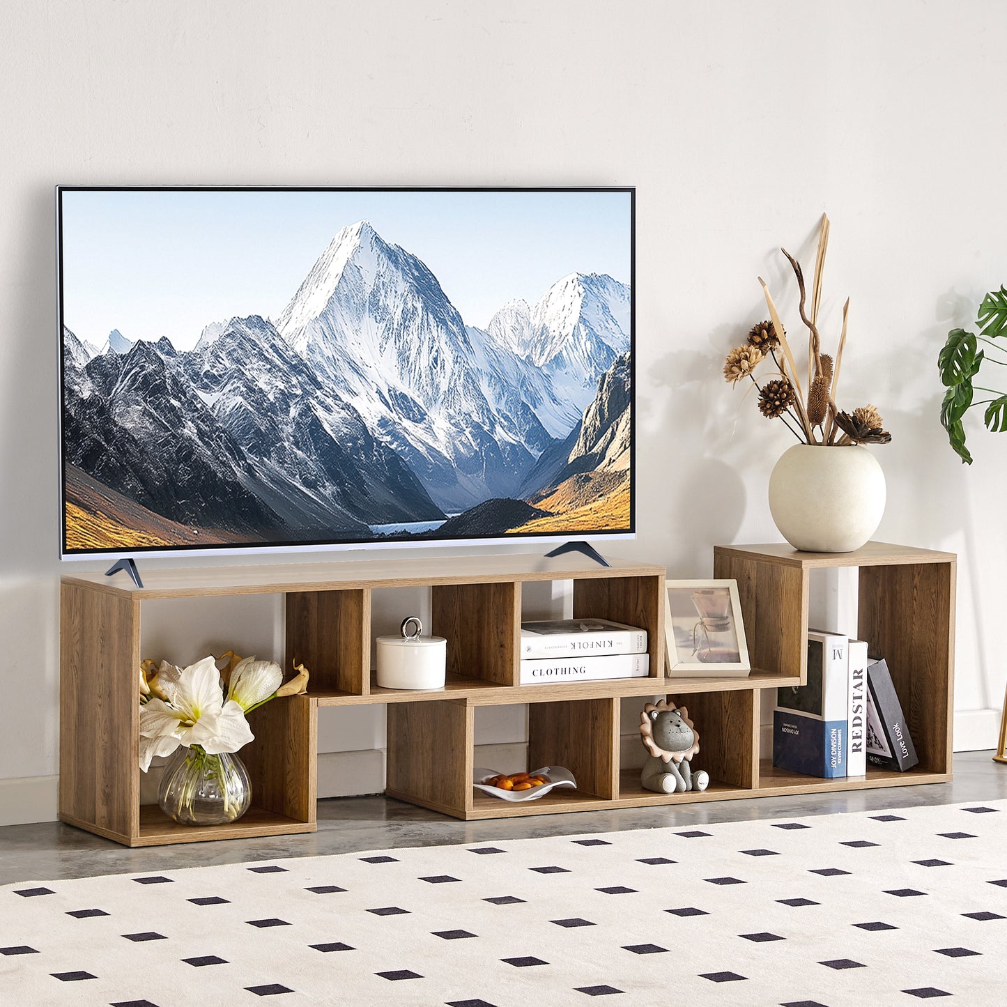 2 Pieces Cube TV Stand,Free Combination Gaming Entertainment Center Media Stand,Open Storage Bookcase Shelf for Living Room,2 Shelf Bookcase L-Shaped TV Console Stand,with Dimensions of 55.1*11.8*17.1