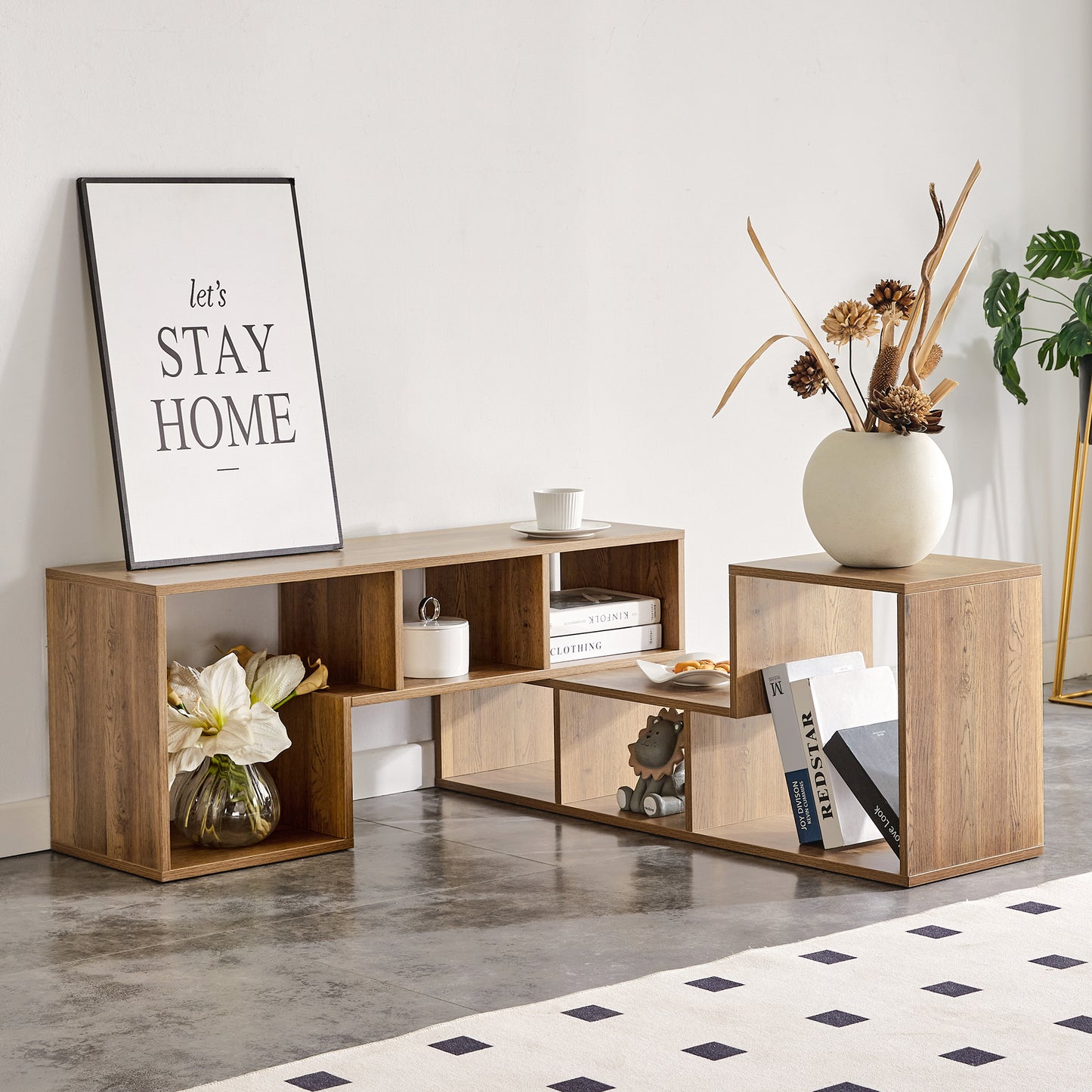 2 Pieces Cube TV Stand,Free Combination Gaming Entertainment Center Media Stand,Open Storage Bookcase Shelf for Living Room,2 Shelf Bookcase L-Shaped TV Console Stand,with Dimensions of 55.1*11.8*17.1