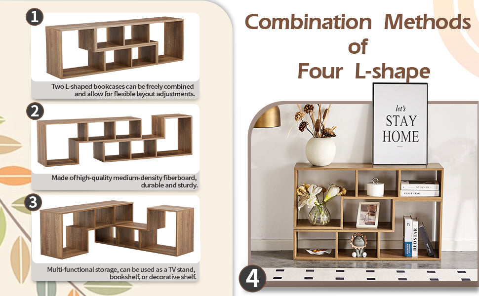 2 Pieces Cube TV Stand,Free Combination Gaming Entertainment Center Media Stand,Open Storage Bookcase Shelf for Living Room,2 Shelf Bookcase L-Shaped TV Console Stand,with Dimensions of 55.1*11.8*17.1