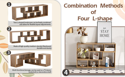 2 Pieces Cube TV Stand,Free Combination Gaming Entertainment Center Media Stand,Open Storage Bookcase Shelf for Living Room,2 Shelf Bookcase L-Shaped TV Console Stand,with Dimensions of 55.1*11.8*17.1