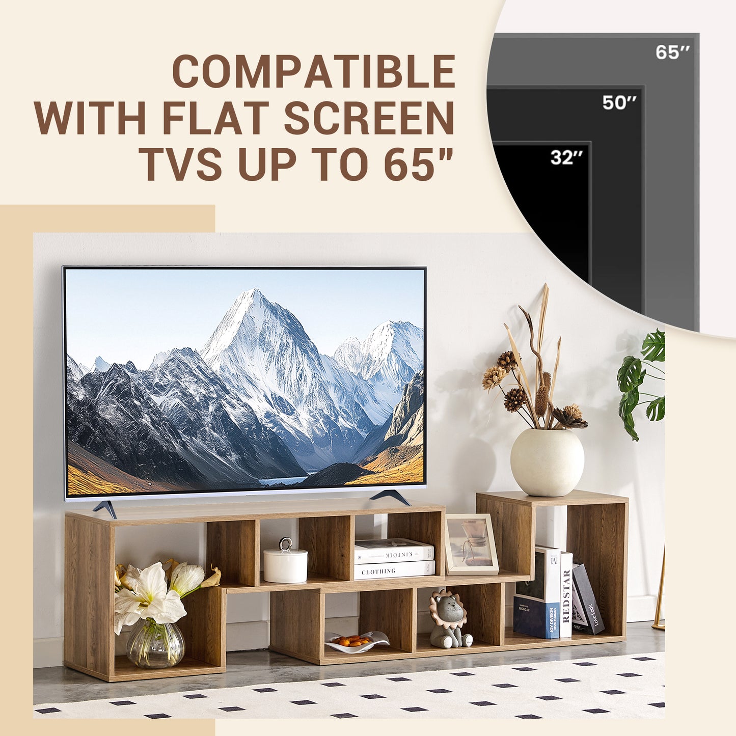 2 Pieces Cube TV Stand,Free Combination Gaming Entertainment Center Media Stand,Open Storage Bookcase Shelf for Living Room,2 Shelf Bookcase L-Shaped TV Console Stand,with Dimensions of 55.1*11.8*17.1