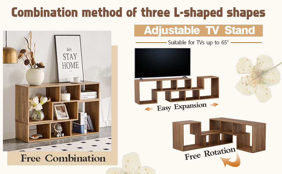 2 Pieces Cube TV Stand,Free Combination Gaming Entertainment Center Media Stand,Open Storage Bookcase Shelf for Living Room,2 Shelf Bookcase L-Shaped TV Console Stand,with Dimensions of 55.1*11.8*17.1
