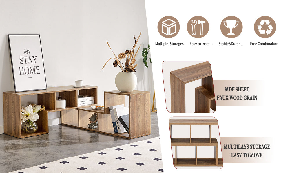 2 Pieces Cube TV Stand,Free Combination Gaming Entertainment Center Media Stand,Open Storage Bookcase Shelf for Living Room,2 Shelf Bookcase L-Shaped TV Console Stand,with Dimensions of 55.1*11.8*17.1