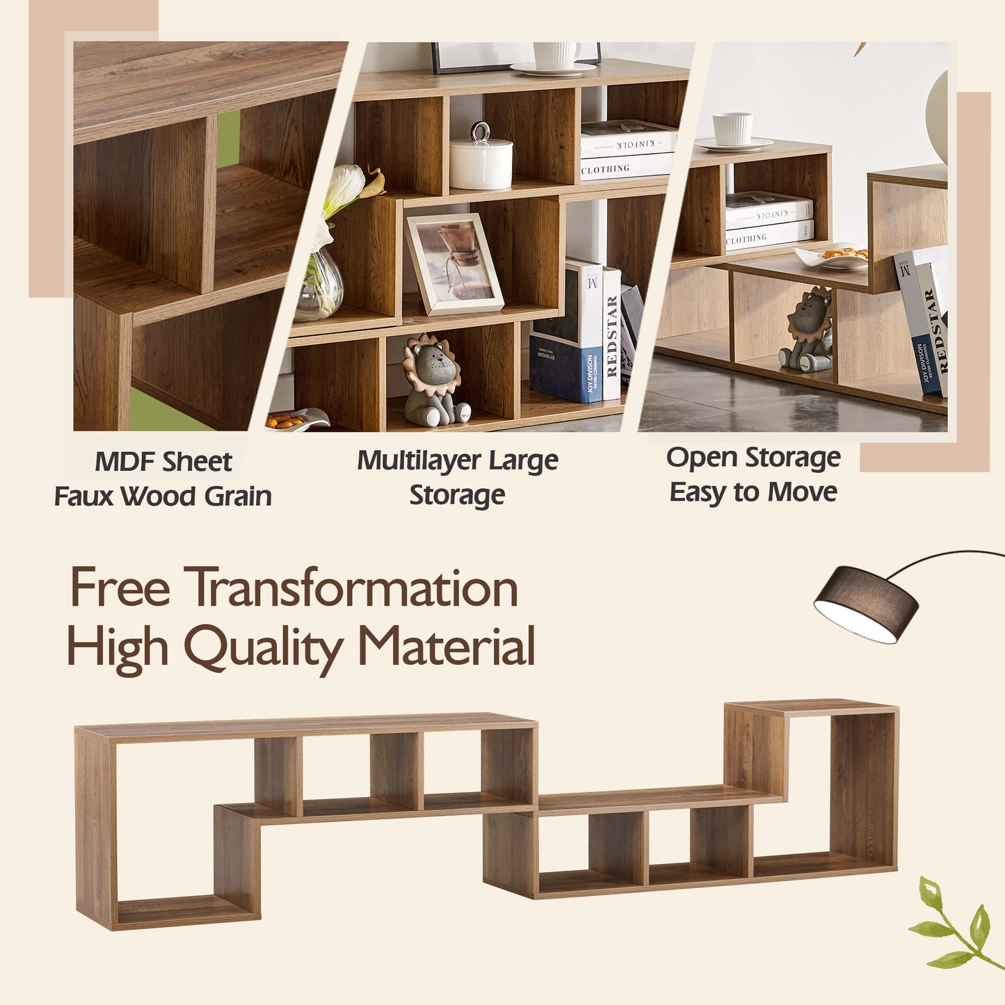 2 Pieces Cube TV Stand,Free Combination Gaming Entertainment Center Media Stand,Open Storage Bookcase Shelf for Living Room,2 Shelf Bookcase L-Shaped TV Console Stand,with Dimensions of 55.1*11.8*17.1