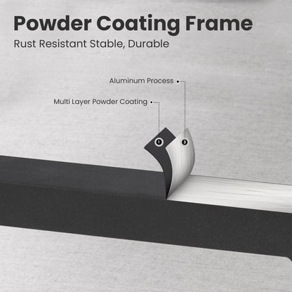 35.4'' Rounded Square Outdoor Bar Table, Greek White Marble-Inspired Sintered StoneTop, Umbrella Hole, Rust-Free Aluminum Frame, Ember Black, Weatherproof Bistro Table for Garden, Poolside