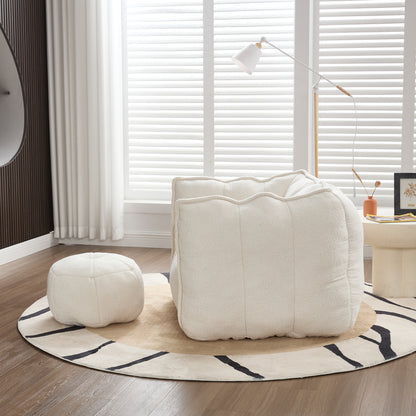 Soft Bean Bag Chair with High Resilient Foam(Chips)for living room and bedroom,Comfortable Square Lazy Sofa with Footstool, Cover for Adults to Gaming, Reading, and Watching TV