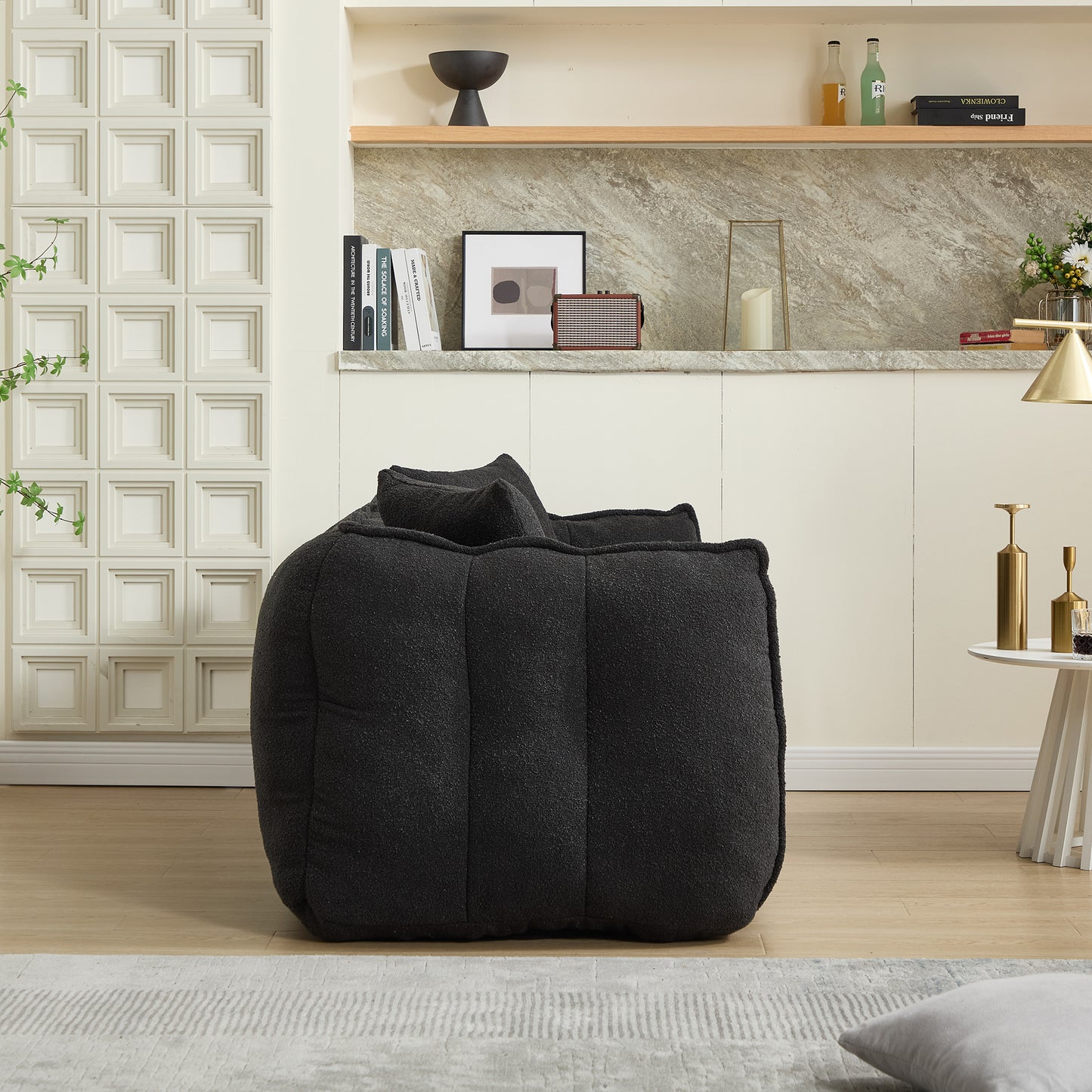 Soft beanbag chair with high resilience foam core for two people. The comfortable square recliner sofa is ideal for family members and friends engaged in games, reading, watching TV