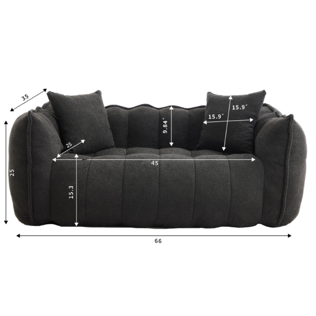 Soft beanbag chair with high resilience foam core for two people. The comfortable square recliner sofa is ideal for family members and friends engaged in games, reading, watching TV