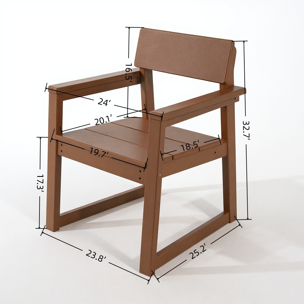 Outdoor Dining Armchairs, All-Weather Patio Chairs with Backrest & Armrests for Backyard, Deck, Porch, Garden