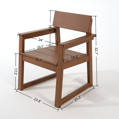 Outdoor Dining Armchairs, All-Weather Patio Chairs with Backrest & Armrests for Backyard, Deck, Porch, Garden