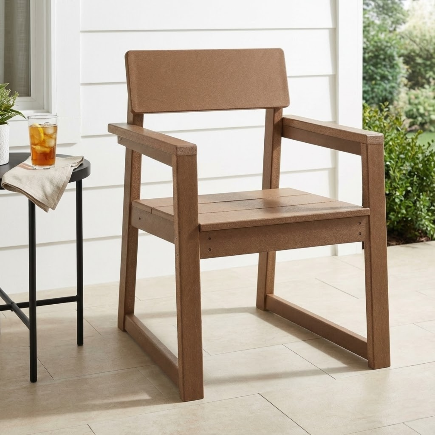 Outdoor Dining Armchairs, All-Weather Patio Chairs with Backrest & Armrests for Backyard, Deck, Porch, Garden