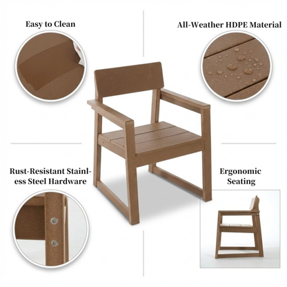 Outdoor Dining Armchairs, All-Weather Patio Chairs with Backrest & Armrests for Backyard, Deck, Porch, Garden