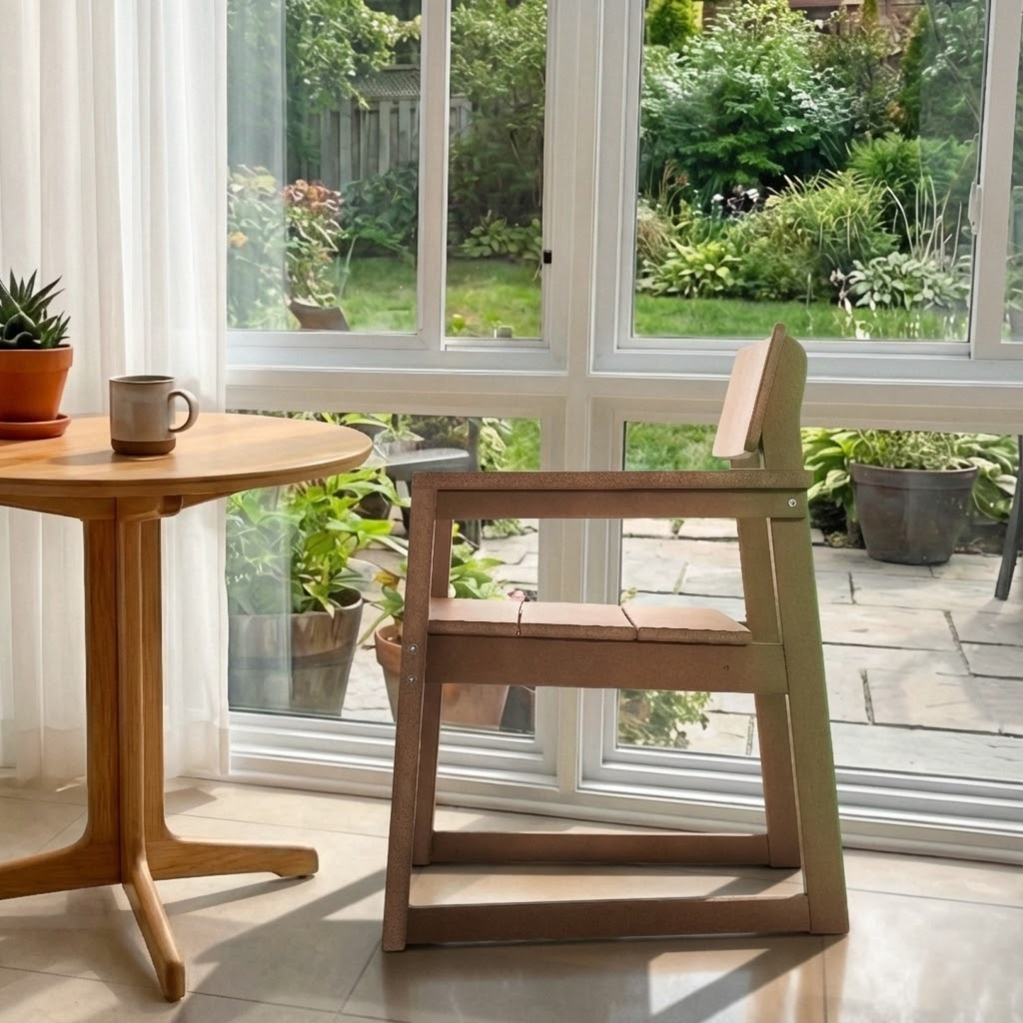 Outdoor Dining Armchairs, All-Weather Patio Chairs with Backrest & Armrests for Backyard, Deck, Porch, Garden