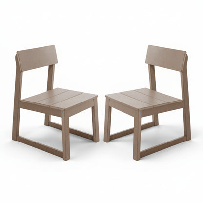 2-Pack Grey Indoor/Outdoor Dining Chairs, All-Weather Garden & Patio Side Chairs with Modern Backrest