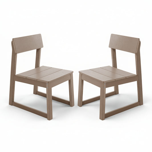 2-Pack Grey Indoor/Outdoor Dining Chairs, All-Weather Garden & Patio Side Chairs with Modern Backrest
