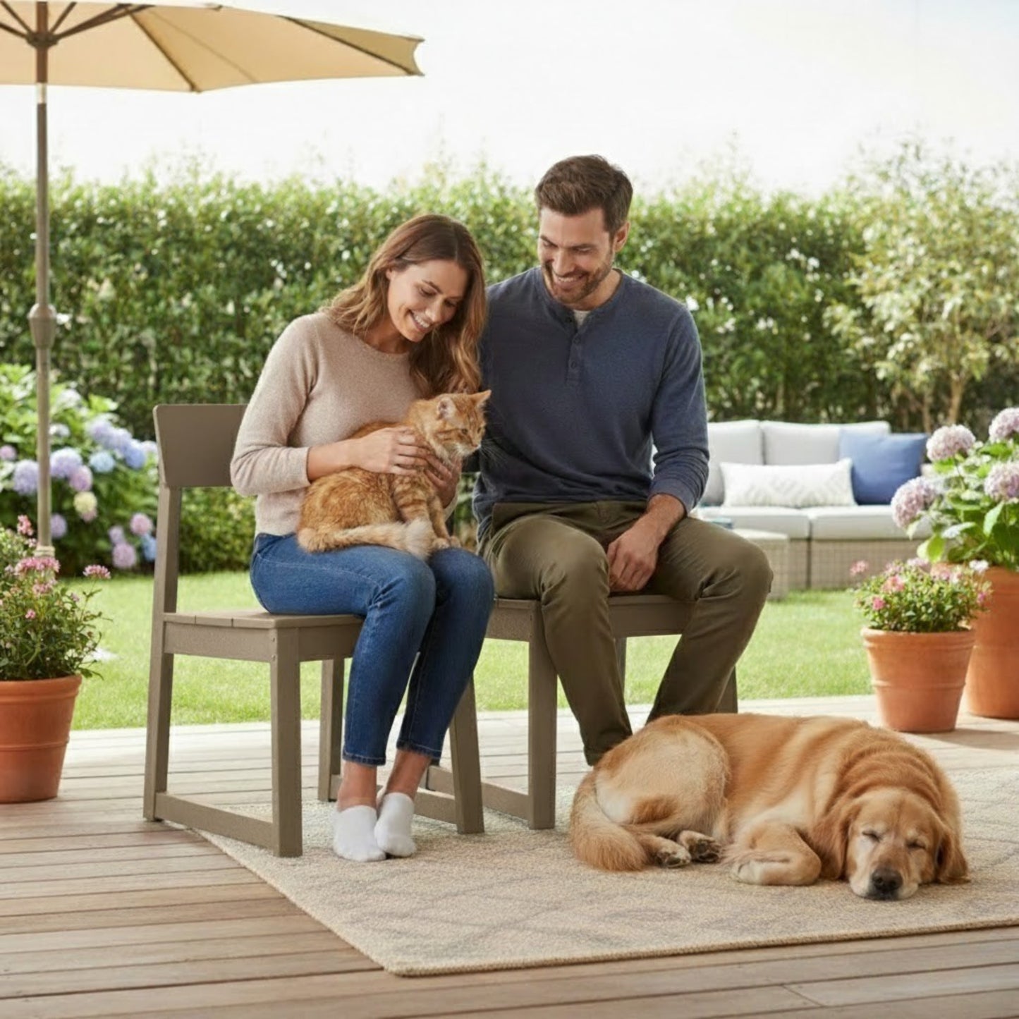 2-Pack Grey Indoor/Outdoor Dining Chairs, All-Weather Garden & Patio Side Chairs with Modern Backrest