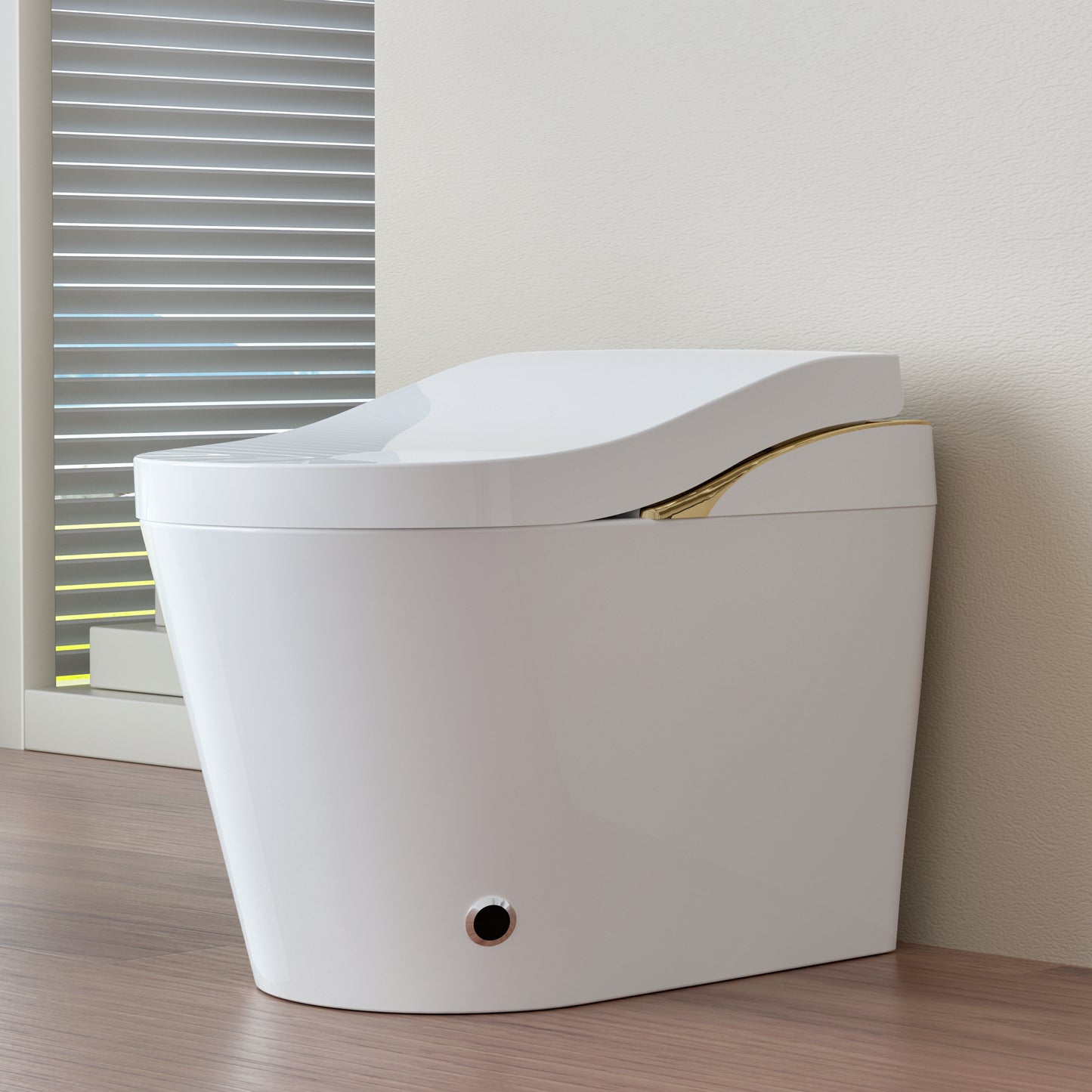 Modern Smart Toilet With Bidet, Auto Flush, Auto Open/Close,Heated Seat, Warm Water and Dry, Foam Shield Function White