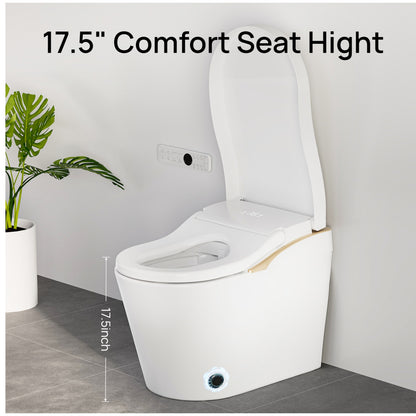 Modern Smart Toilet With Bidet, Auto Flush, Auto Open/Close,Heated Seat, Warm Water and Dry, Foam Shield Function White