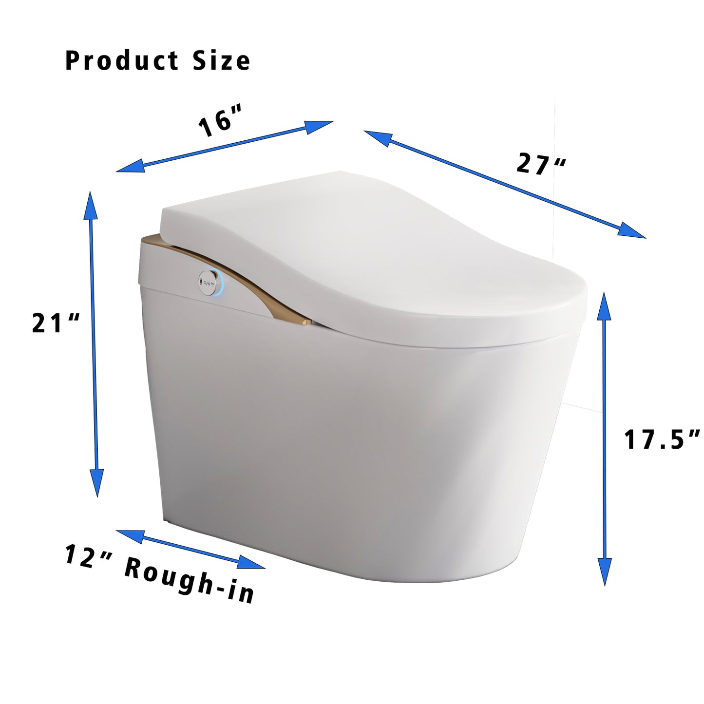 Modern Smart Toilet With Bidet, Auto Flush, Auto Open/Close,Heated Seat, Warm Water and Dry, Foam Shield Function White