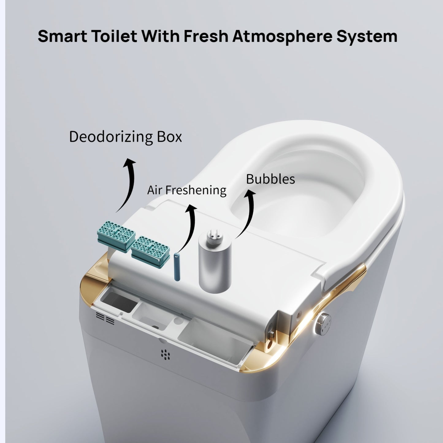 Modern Smart Toilet With Bidet, Auto Flush, Auto Open/Close,Heated Seat, Warm Water and Dry, Foam Shield Function White