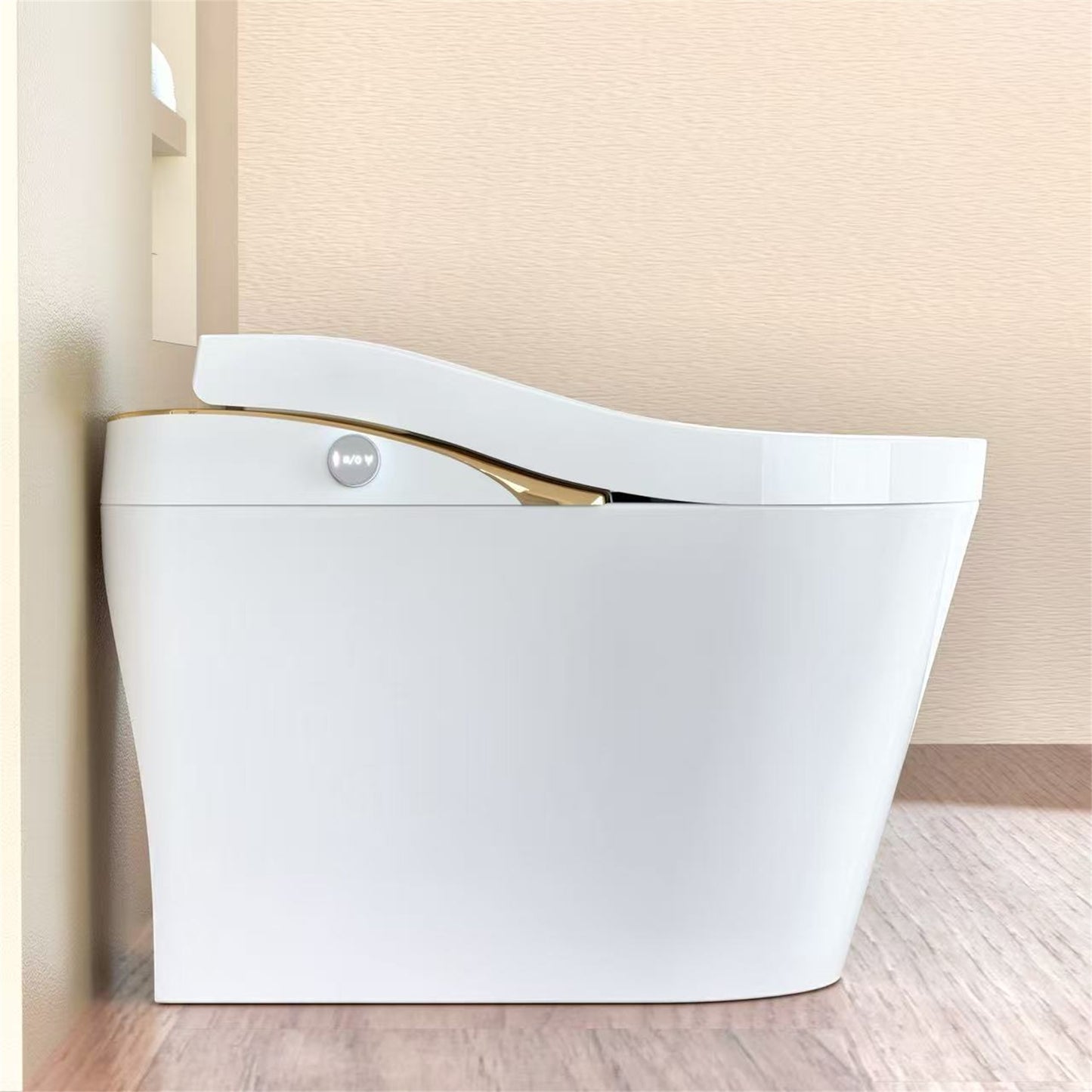 Modern Smart Toilet With Bidet, Auto Flush, Auto Open/Close,Heated Seat, Warm Water and Dry, Foam Shield Function White
