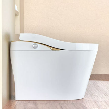 Modern Smart Toilet With Bidet, Auto Flush, Auto Open/Close,Heated Seat, Warm Water and Dry, Foam Shield Function White