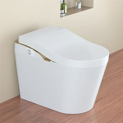 Modern Smart Toilet With Bidet, Auto Flush, Auto Open/Close,Heated Seat, Warm Water and Dry, Foam Shield Function White