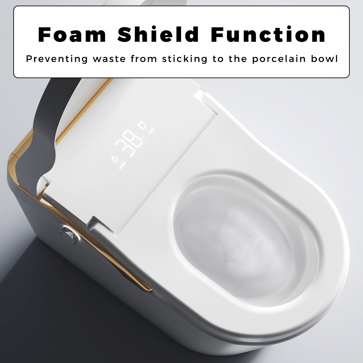 Modern Smart Toilet With Bidet, Auto Flush, Auto Open/Close,Heated Seat, Warm Water and Dry, Foam Shield Function White