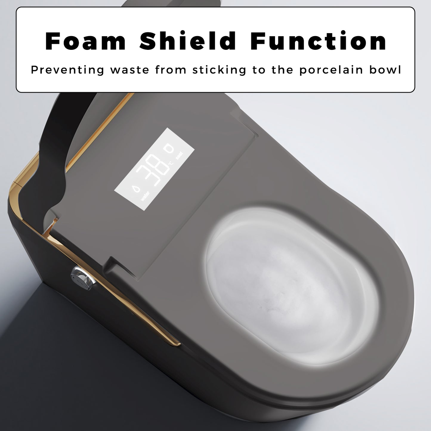 Tankless Modern Smart Toilet With Bidet, Auto Flush, Auto Open/Close,Heated Seat, Warm Water and Dry, Foam Shield Function White, Matte Grey