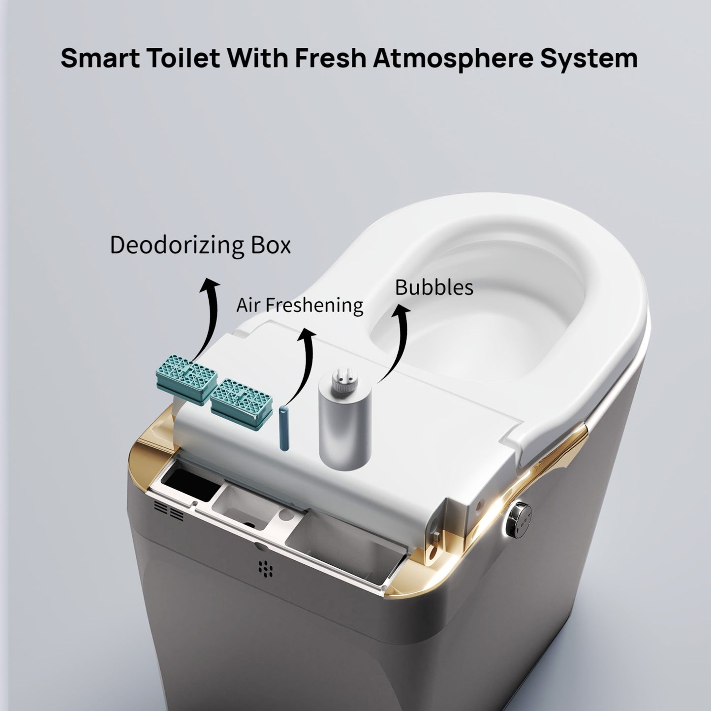 Tankless Modern Smart Toilet With Bidet, Auto Flush, Auto Open/Close,Heated Seat, Warm Water and Dry, Foam Shield Function White, Matte Grey