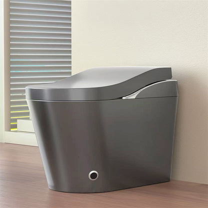 Tankless Modern Smart Toilet With Bidet, Auto Flush, Auto Open/Close,Heated Seat, Warm Water and Dry, Foam Shield Function White, Matte Grey
