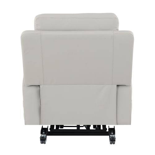 Marsha Light Gray Silicone Synthetic Leather Power Motion Recliner with Lift, Heating & Massage Chair