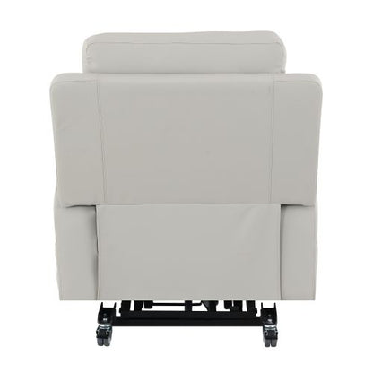 Marsha Light Gray Silicone Synthetic Leather Power Motion Recliner with Lift, Heating & Massage Chair