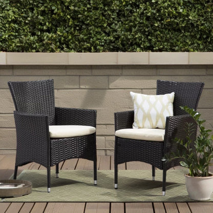 Outdoor Multibrown PE Wicker Dining Chairs (Set of 2)