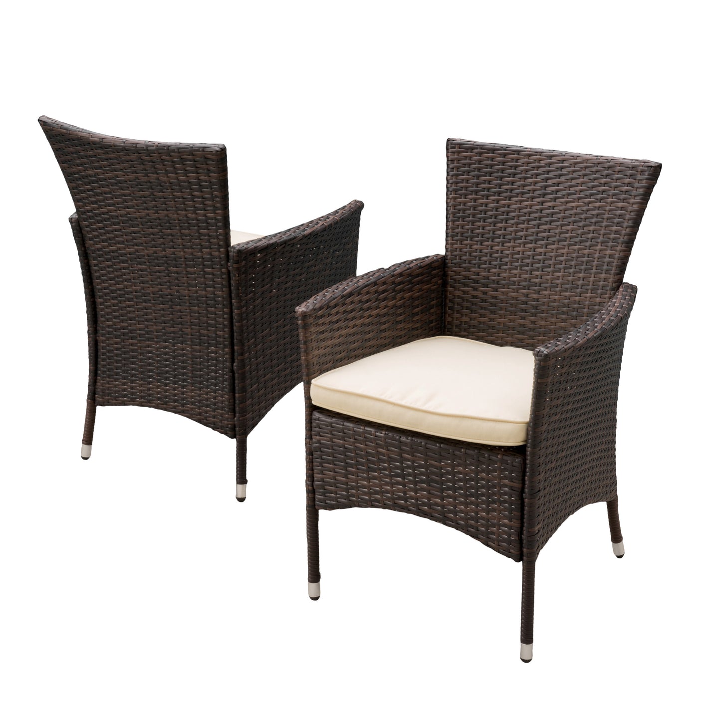 Outdoor Multibrown PE Wicker Dining Chairs (Set of 2)