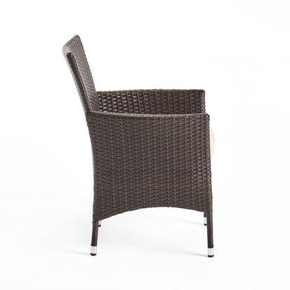 Outdoor Multibrown PE Wicker Dining Chairs (Set of 2)
