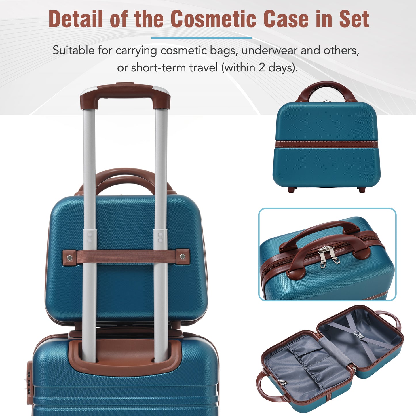 Hardshell Luggage Sets 4 Pieces 20"+24"+28" Luggages and Cosmetic Case Spinner Suitcase with TSA Lock Lightweight