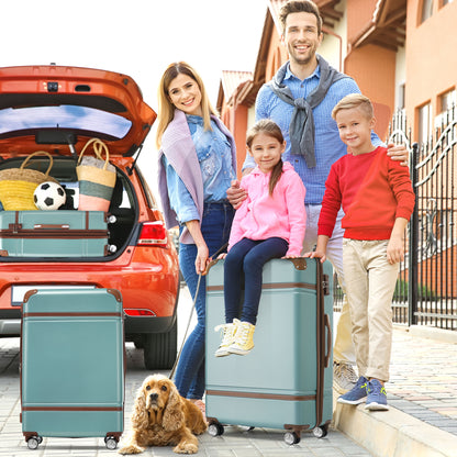 Hardshell Luggage Sets 4 Pieces 20"+24"+28" Luggages and Cosmetic Case Spinner Suitcase with TSA Lock Lightweight
