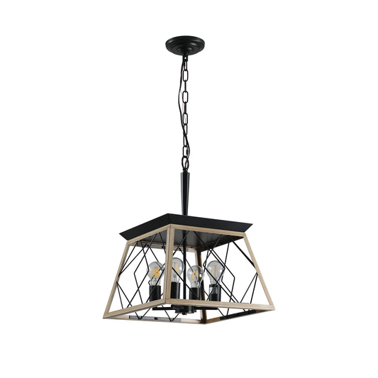 4-Light Farmhouse Chandeliers For Dining Room Oak