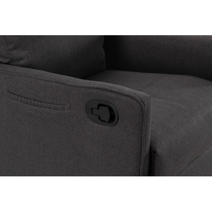038-Cotton Linen Fabric Swivel Rocking Chair Glider Rocker Recliner Nursery Chair With Adjustable Back And Footrest For Living Room Indoor,Dark Gray