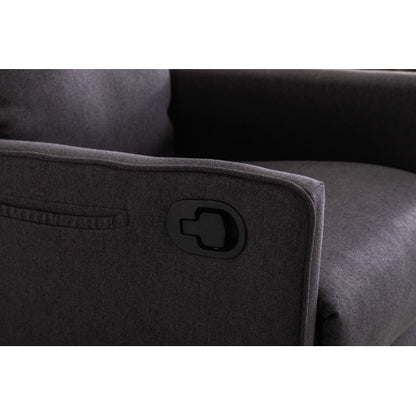 038-Cotton Linen Fabric Swivel Rocking Chair Glider Rocker Recliner Nursery Chair With Adjustable Back And Footrest For Living Room Indoor,Dark Gray
