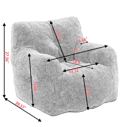 010-Soft Teddy Fabric Tufted Foam Bean Bag Chair With Teddy Fabric Coffee