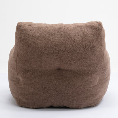 010-Soft Teddy Fabric Tufted Foam Bean Bag Chair With Teddy Fabric Coffee