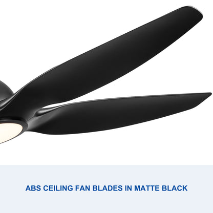 60 In Intergrated LED Ceiling Fan Lighting with Black ABS Blade
