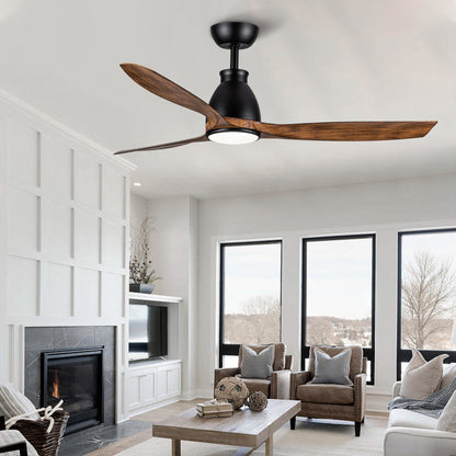 52 In. Wood Grain Blades Intergrated LED Ceiling Fan with Remote Control