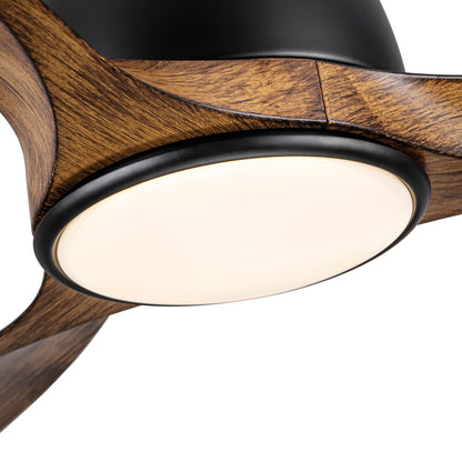52 In. Wood Grain Blades Intergrated LED Ceiling Fan with Remote Control