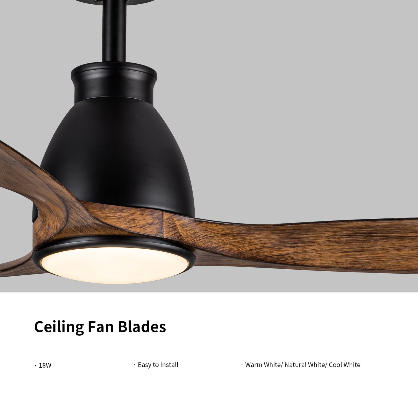 52 In. Wood Grain Blades Intergrated LED Ceiling Fan with Remote Control